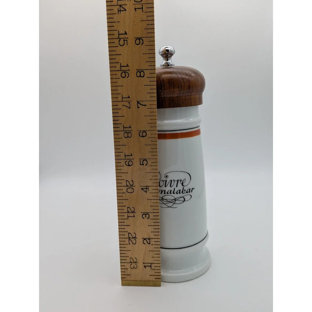 Vintage Porcelaine d'Auteuil Paris France Pepper Mill Grinder Wood Ceramic 8.75